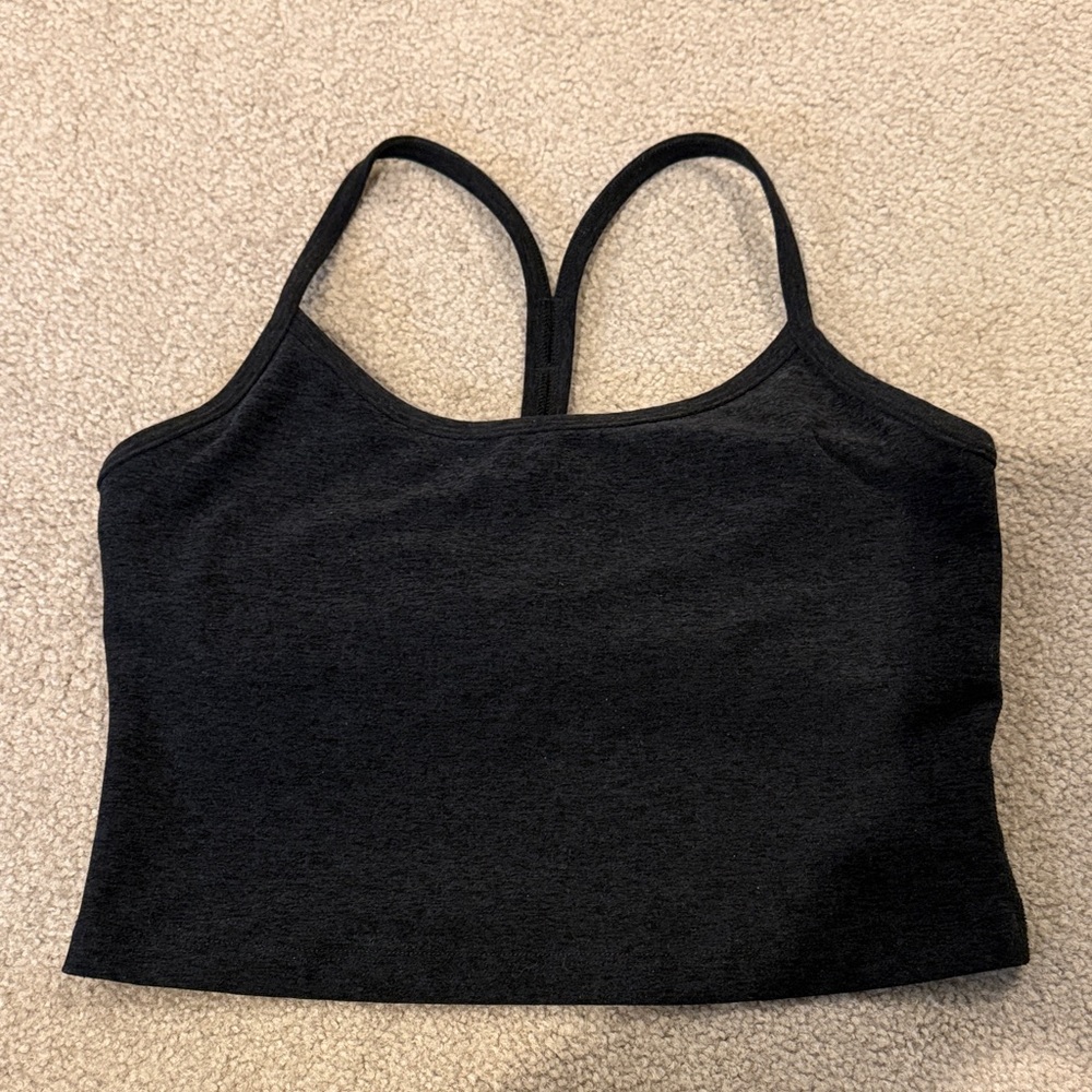 Beyond Yoga Black Space dye Slim Racerback Crop Tank Top small